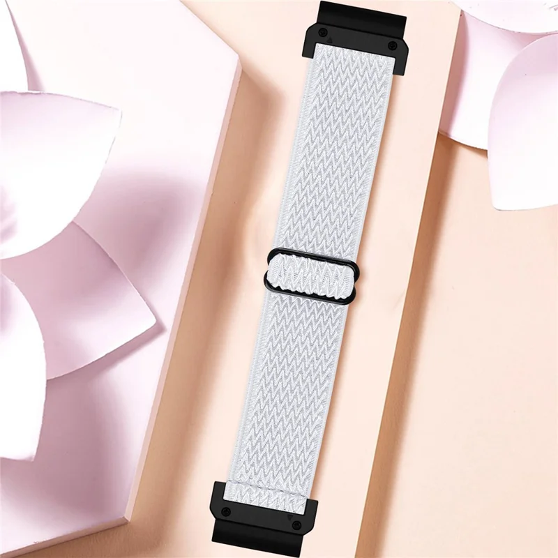 20mm Wave Pattern Nylon Strap for Garmin Fenix 8 43mm / Descent MK3 / MK3i Quick Release Watch Band - White