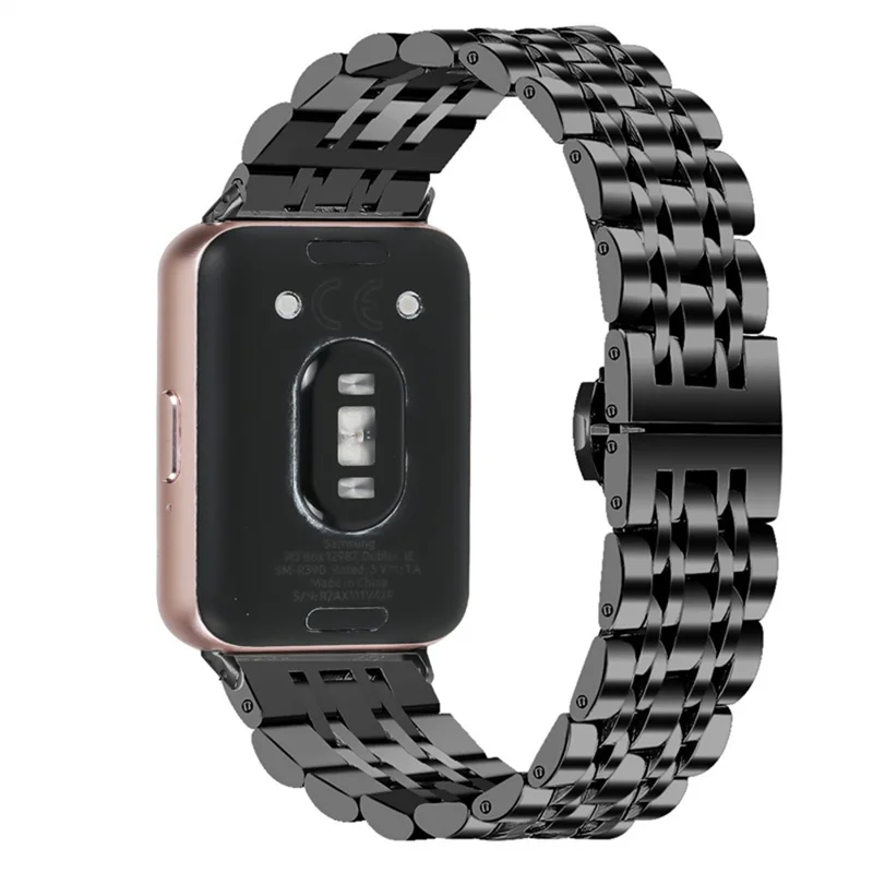 7-Bead Stainless Steel Watch Band for Honor Watch X5 Butterfly Clasp Wrist Strap - Black