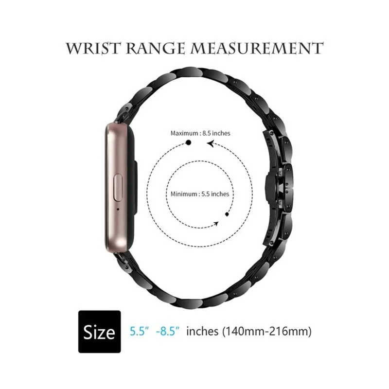 7-Bead Stainless Steel Watch Band for Honor Watch X5 Butterfly Clasp Wrist Strap - Black