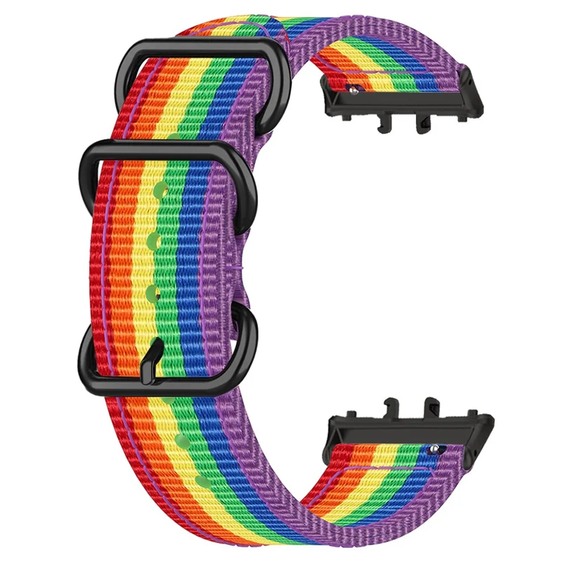 Cinturino per Orologio For Honor Watch X5 con Tre Anelli in Nylon Intrecciato - Multicolore