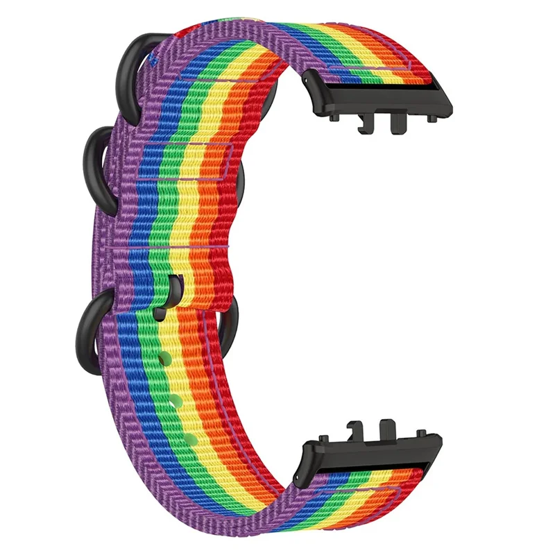 Cinturino per Orologio For Honor Watch X5 con Tre Anelli in Nylon Intrecciato - Multicolore