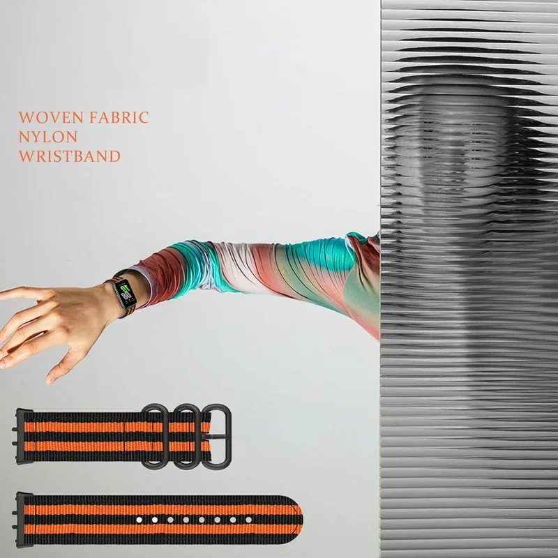 Cinturino per Orologio For Honor Watch X5 con Tre Anelli in Nylon Intrecciato - Multicolore