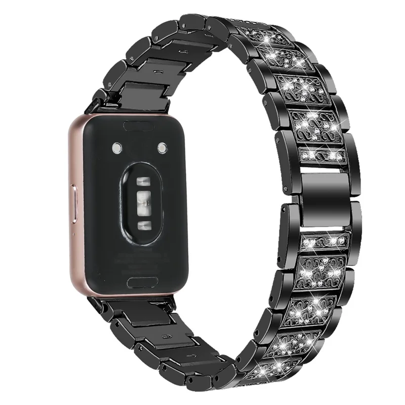 For Honor Watch X5 ремешок для часов, 3 бусины, полностью со стразами, из нержавеющей стали, регулируемый браслет — черный