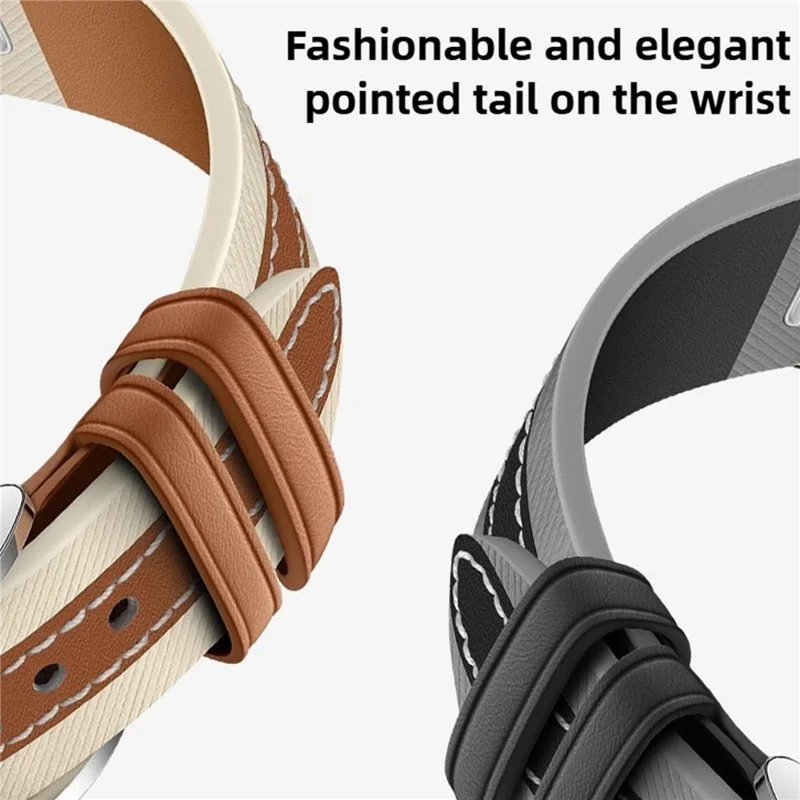 Correa de Cuero Genuino con Botón de Liberación Rápida de 18 mm para Huawei Watch GT 6 / 5 / 4 de 41 mm, Correa de Reloj con Costura Compuesta - Marrón