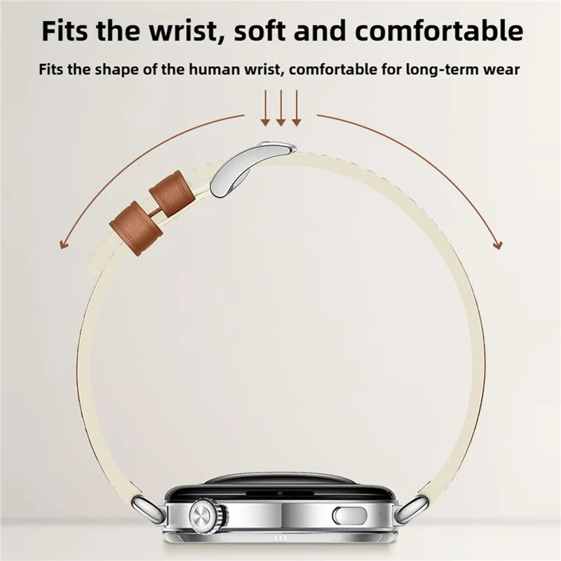 Correa de Cuero Genuino con Botón de Liberación Rápida de 18 mm para Huawei Watch GT 6 / 5 / 4 de 41 mm, Correa de Reloj con Costura Compuesta - Marrón