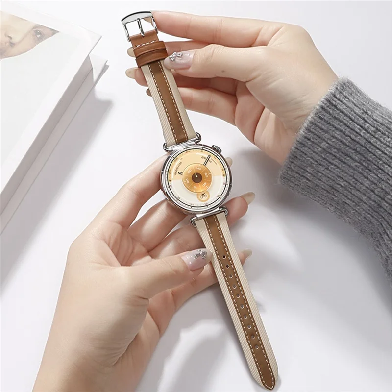 Correa de Cuero Genuino con Botón de Liberación Rápida de 18 mm para Huawei Watch GT 6 / 5 / 4 de 41 mm, Correa de Reloj con Costura Compuesta - Marrón