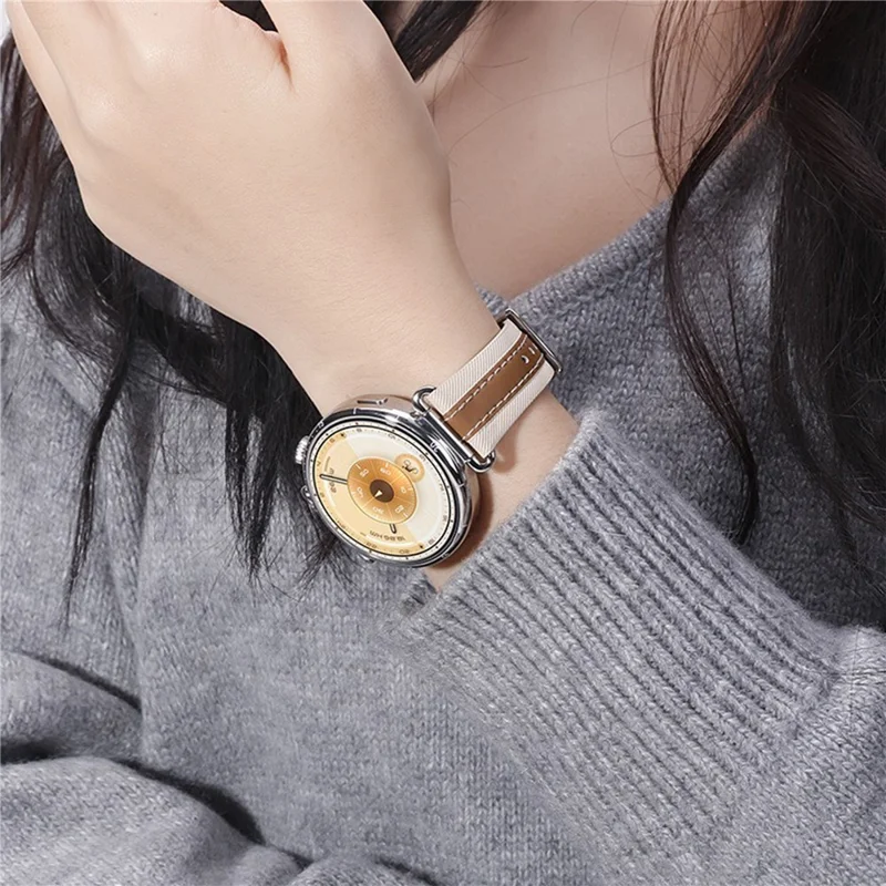 Correa de Cuero Genuino con Botón de Liberación Rápida de 18 mm para Huawei Watch GT 6 / 5 / 4 de 41 mm, Correa de Reloj con Costura Compuesta - Marrón