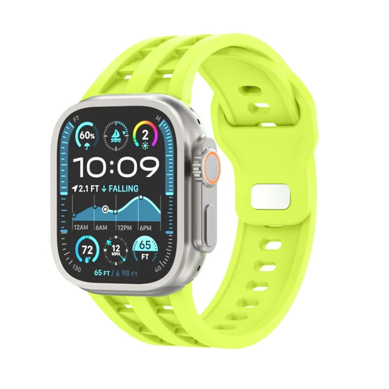 Cinturino in silicone traspirante per Apple Watch Ultra 3 2 1 49mm / Series 11 10 46mm / 9 8 7 45mm / SE3 SE2 SE 6 5 4 44mm / 3 2 1 42mm Cinturino monocolore - Verde fluorescente