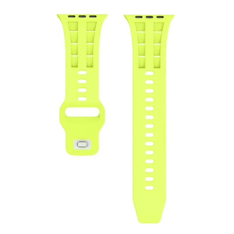 Cinturino in silicone traspirante per Apple Watch Ultra 3 2 1 49mm / Series 11 10 46mm / 9 8 7 45mm / SE3 SE2 SE 6 5 4 44mm / 3 2 1 42mm Cinturino monocolore - Verde fluorescente