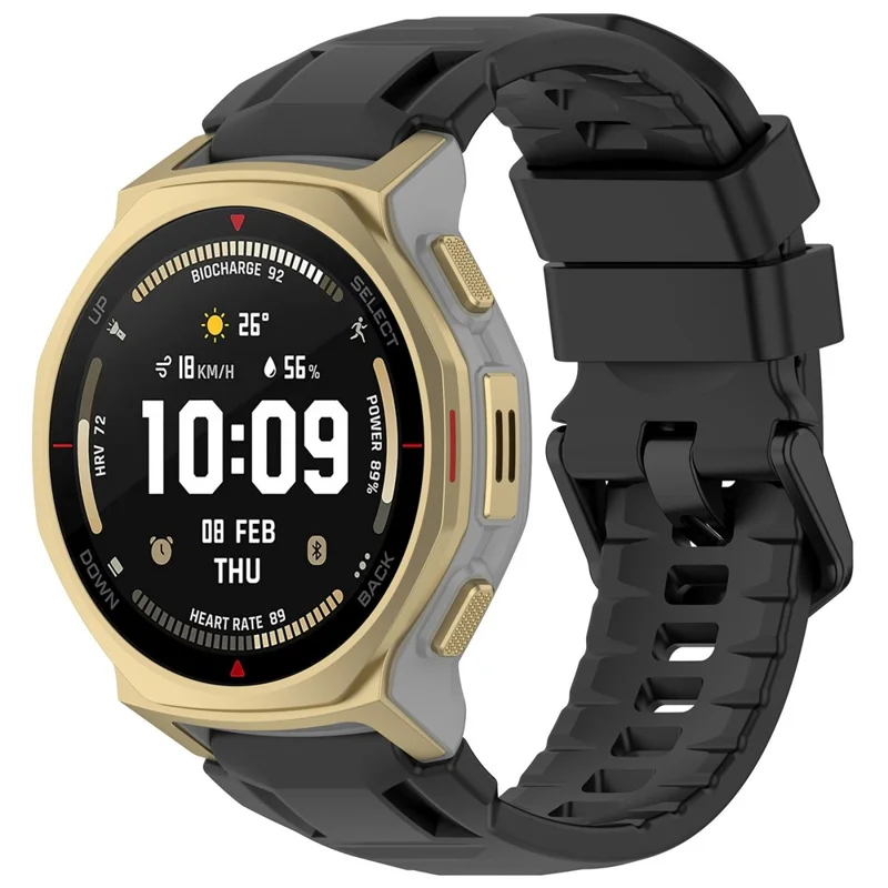 Für Huami Amazfit T-Rex 3 Pro 44 mm Silikon-Schnallenersatz Armband mit mehreren Löchern verstellbares Armband – Schwarz