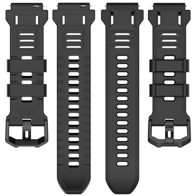 Für Huami Amazfit T-Rex 3 Pro 44 mm Silikon-Schnallenersatz Armband mit mehreren Löchern verstellbares Armband – Schwarz