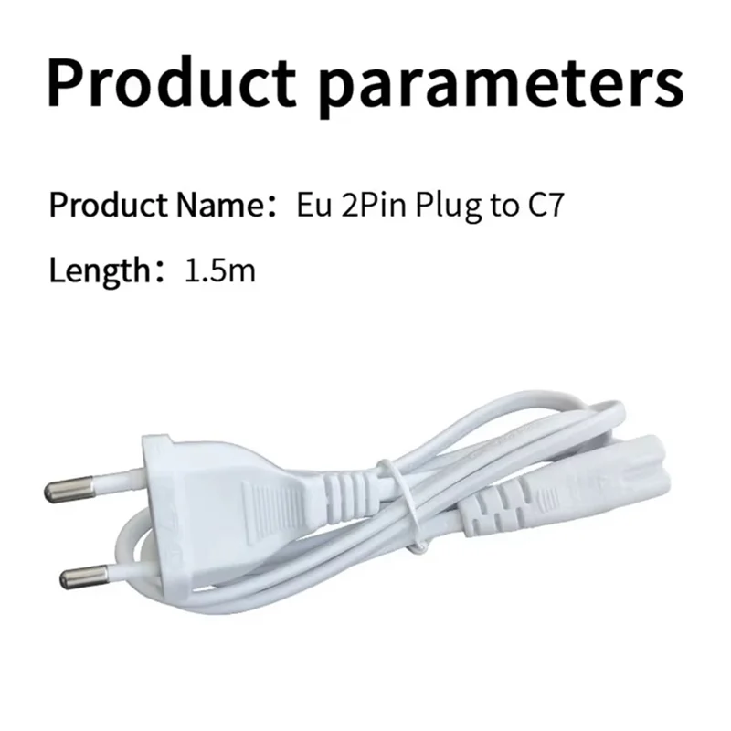 EU Plug Power Cord 1.5M 8-Shaped 2-Pin Round Plug AC Cable Adapter for Computer / Monitor / Laptop