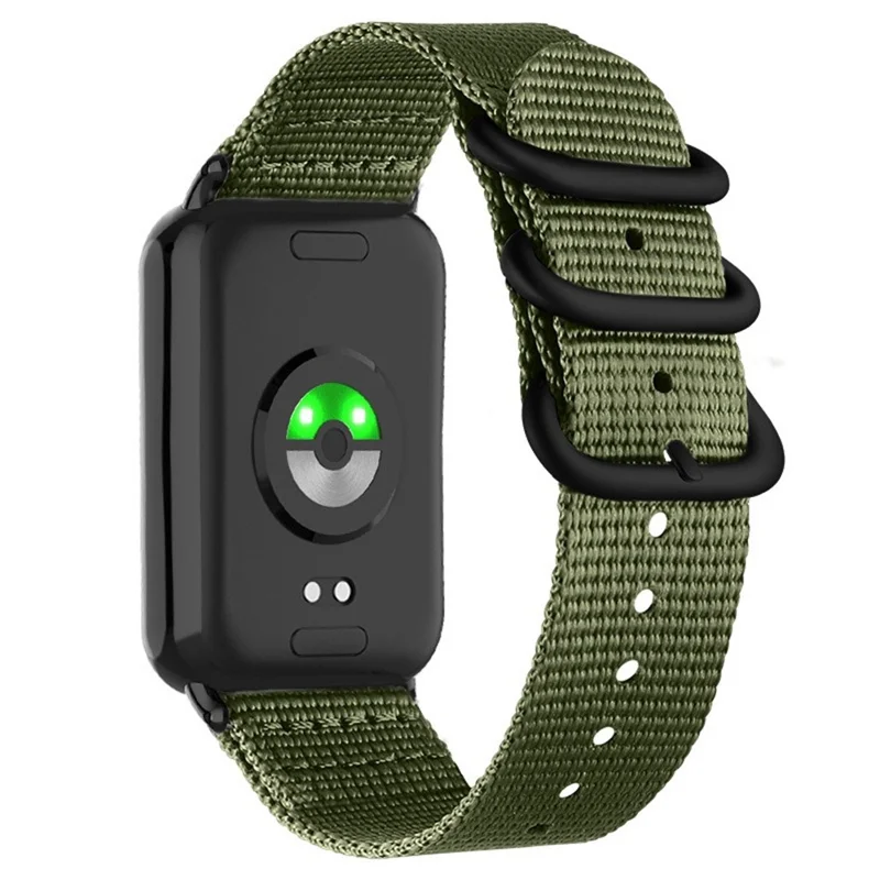 Cinturino in Nylon a Doppio Giro per Xiaomi Redmi Watch 6 / 5 / 4 / Smart Band 9 Pro / 8 Pro Fibbia Nera Cinturino Intrecciato - Verde Militare