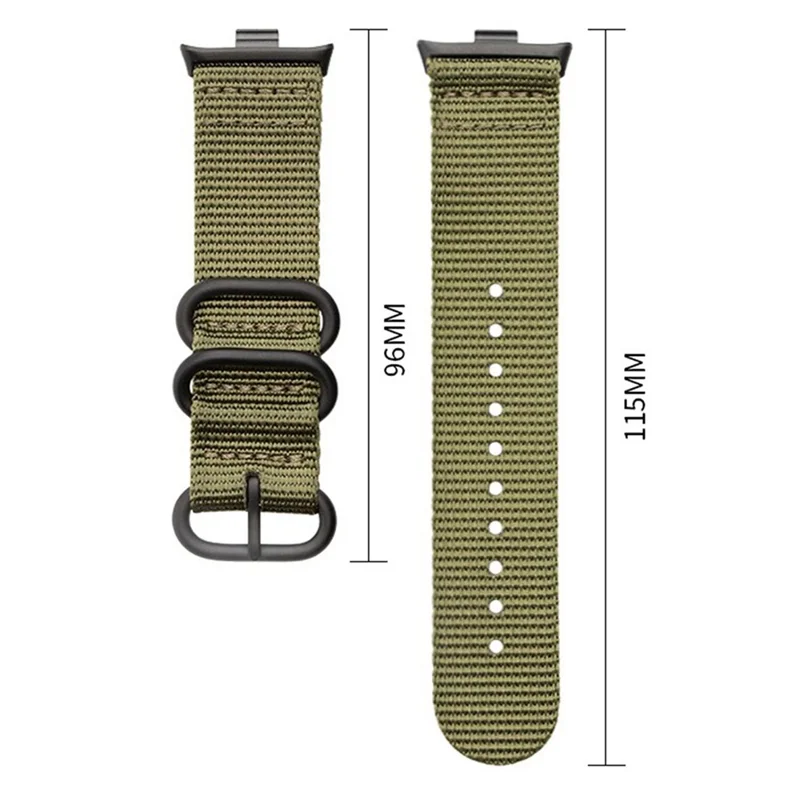 Cinturino in Nylon a Doppio Giro per Xiaomi Redmi Watch 6 / 5 / 4 / Smart Band 9 Pro / 8 Pro Fibbia Nera Cinturino Intrecciato - Verde Militare