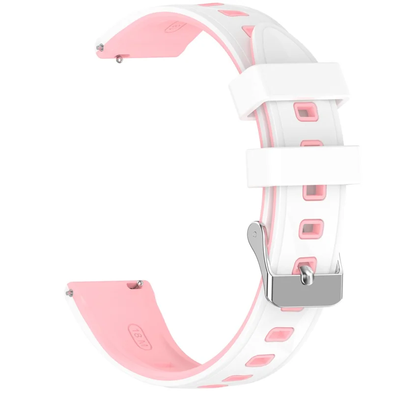 18mm Pattern Design Silicone Strap for Huawei Watch GT 6  /  5  /  4 41mm  /  Garmin Venu 3S Adjustable Watch Band - Pink  /  White