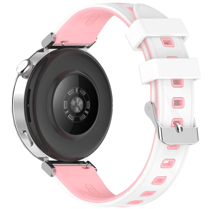 18mm Pattern Design Silicone Strap for Huawei Watch GT 6  /  5  /  4 41mm  /  Garmin Venu 3S Adjustable Watch Band - Pink  /  White