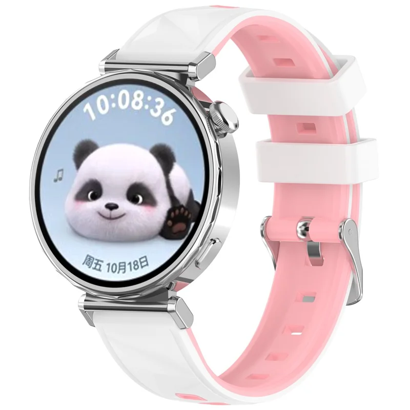 18mm Pattern Design Silicone Strap for Huawei Watch GT 6  /  5  /  4 41mm  /  Garmin Venu 3S Adjustable Watch Band - Pink  /  White