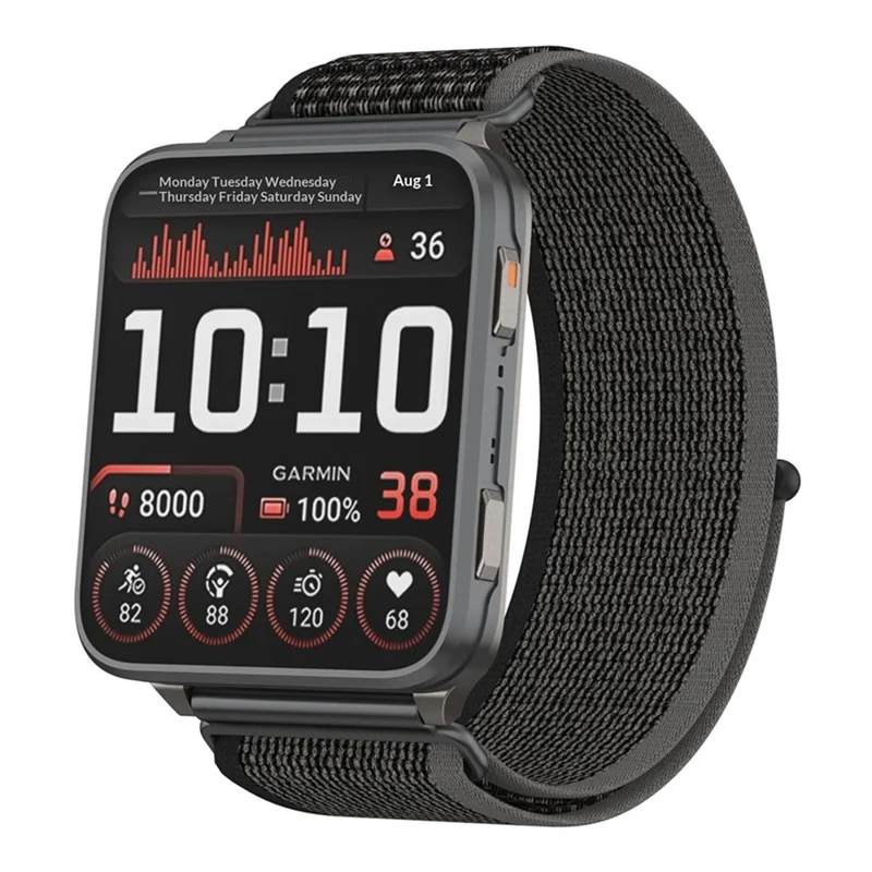 24mm Loop Nylon Band for Garmin Venu X1 Quick Release Metal Clasp Watch Strap - Black / Grey