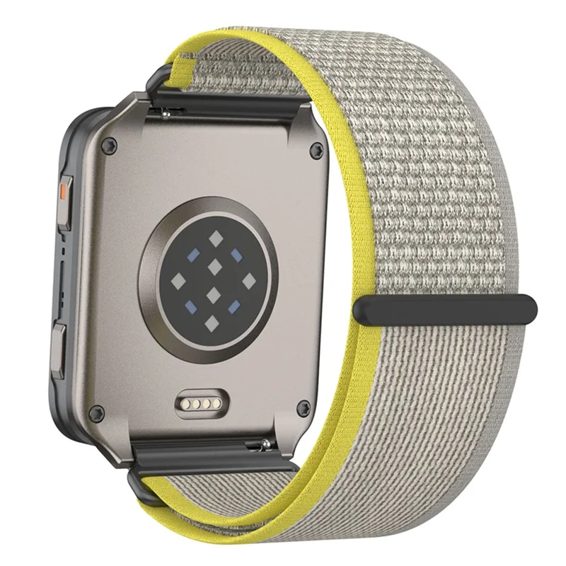 حزام نايلون حلقي مقاس 24 مم لجهاز Garmin Venu X1، حزام ساعة بمشبك معدني سريع الإطلاق - أصفر / رمادي