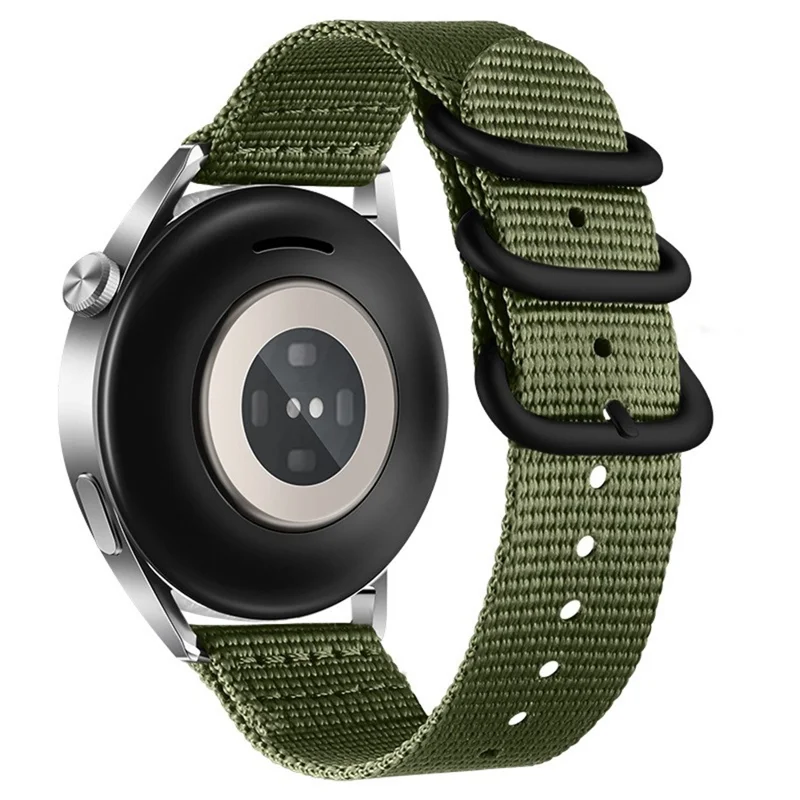 Correa de Nailon de Doble Bucle de 18 mm para Huawei Watch GT 6 / 5 / 4 de 41 mm / Garmin Venu 3S, Hebilla Negra, Correa Trenzada - Verde Militar
