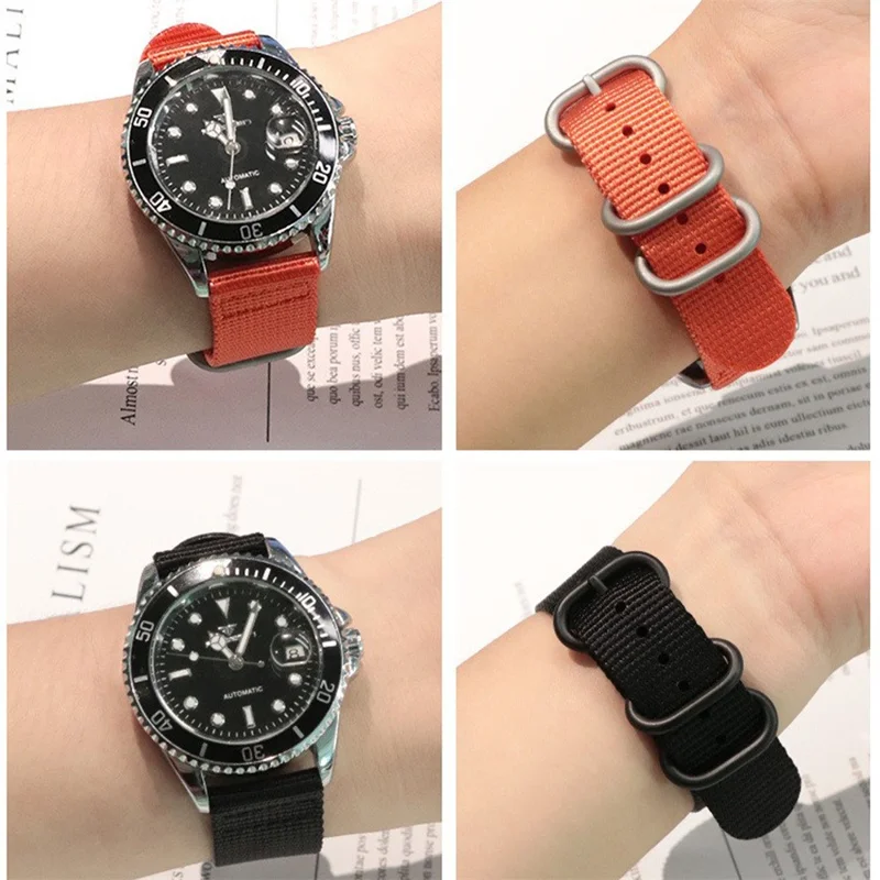 22mm Double Loop Nylon Watchband for Huawei Watch GT 6 / 5 / 5 Pro 4 46mm Black Buckle Braided Strap - Army Green