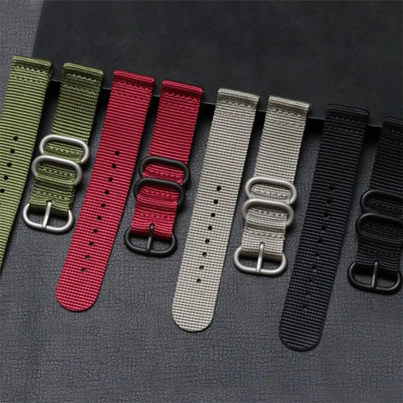 22mm Double Loop Nylon Watchband for Huawei Watch GT 6 / 5 / 5 Pro 4 46mm Black Buckle Braided Strap - Army Green