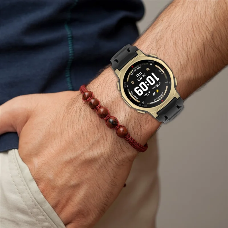 Für Huami Amazfit T-Rex 3 Pro 44 mm Flüssigsilikon-Uhrenarmband mit verstellbarer Metallschnalle – Schwarz