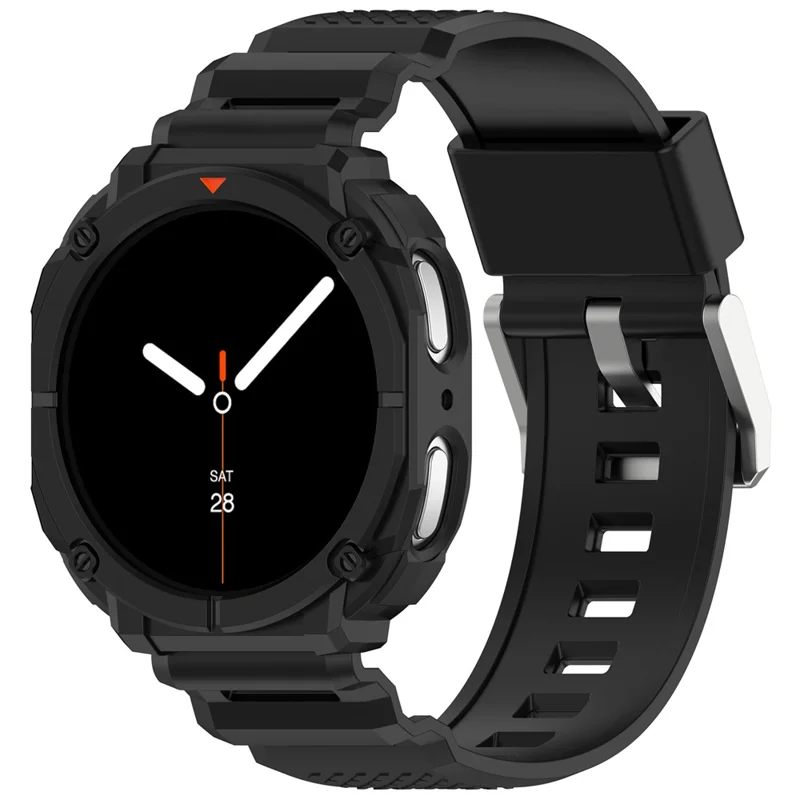 For Samsung Galaxy Watch8 40mm TPU Strap with Integrated Watch Case Adjustable Watchband - Black