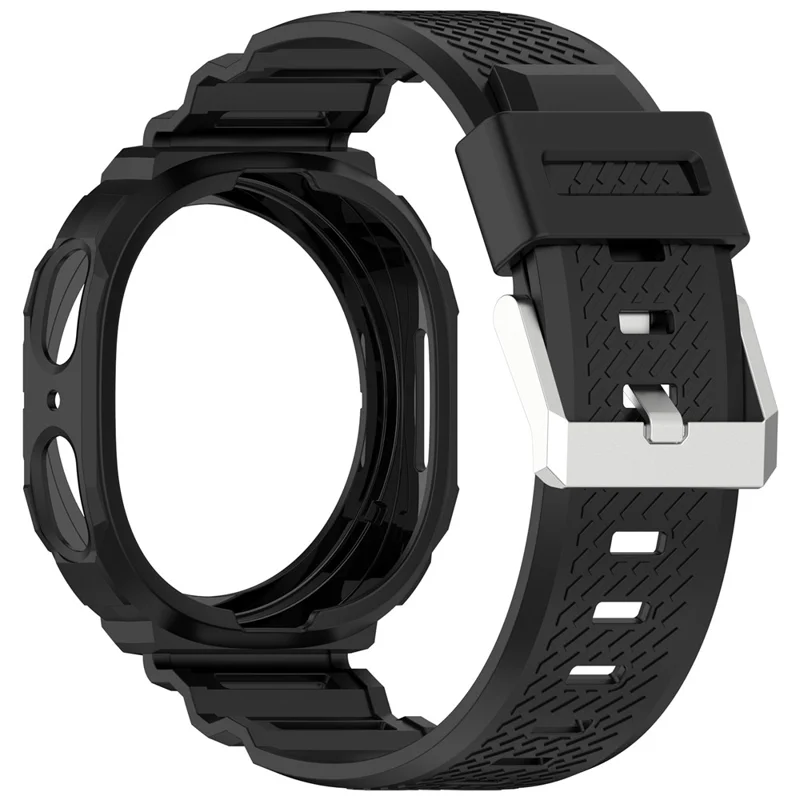 For Samsung Galaxy Watch8 40mm TPU Strap with Integrated Watch Case Adjustable Watchband - Black