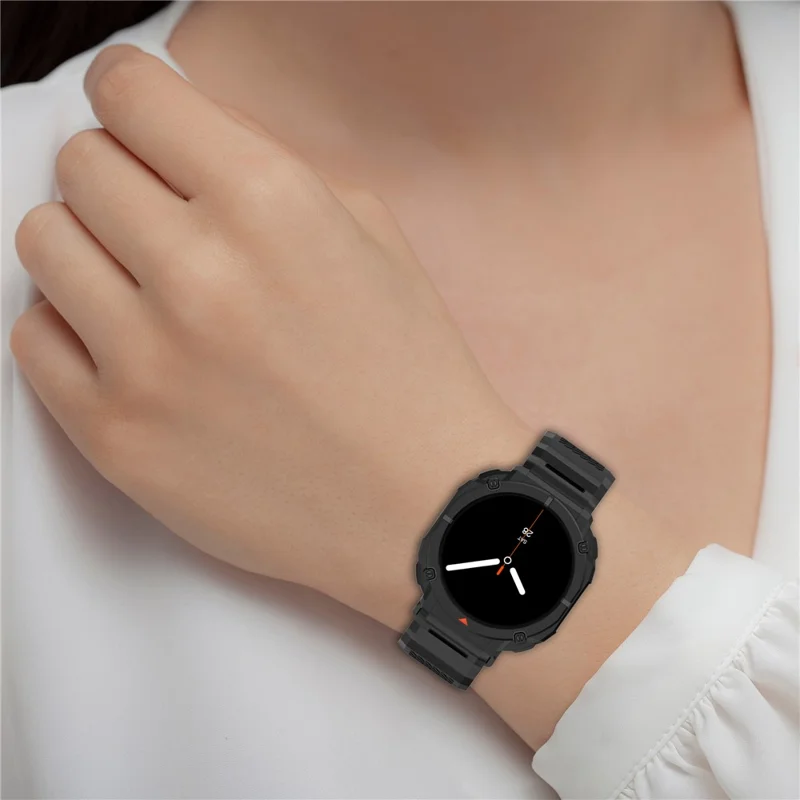 For Samsung Galaxy Watch8 40mm TPU Strap with Integrated Watch Case Adjustable Watchband - Black