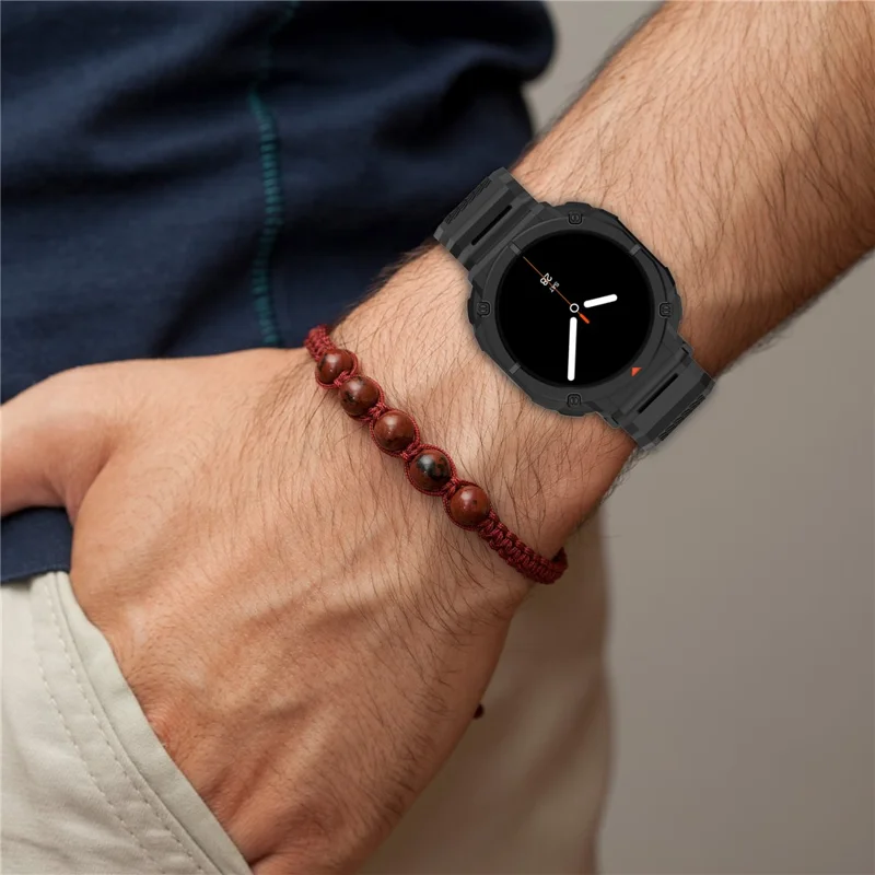 For Samsung Galaxy Watch8 40mm TPU Strap with Integrated Watch Case Adjustable Watchband - Black