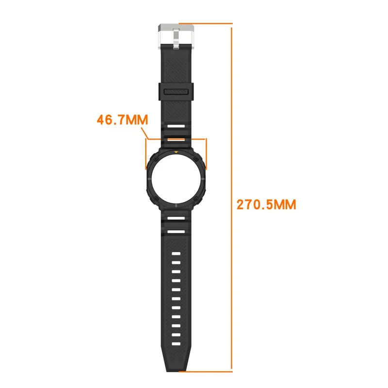 For Samsung Galaxy Watch8 44mm TPU Strap with Integrated Watch Case Adjustable Watchband - Black