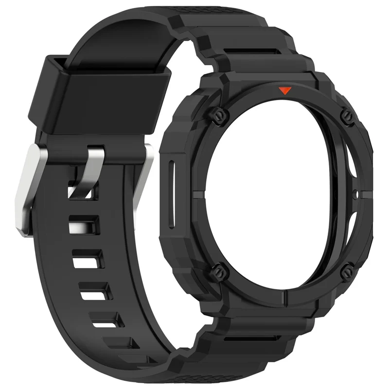 For Samsung Galaxy Watch8 44mm TPU Strap with Integrated Watch Case Adjustable Watchband - Black