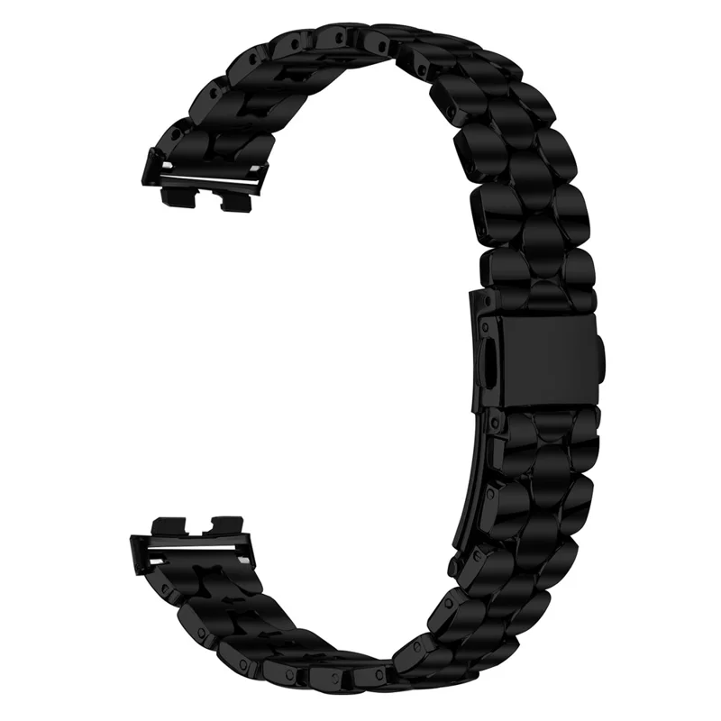 Metal Watch Band for Huawei Band 10 / 9 / 8 Pearl-Shape Stainless Steel Black Wrist Strap