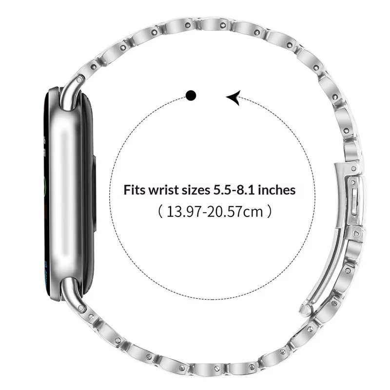 Metal Watch Band for Xiaomi Smart Band 10 / 9 / 8 Pearl-Shape Stainless Steel Silver Wrist Strap