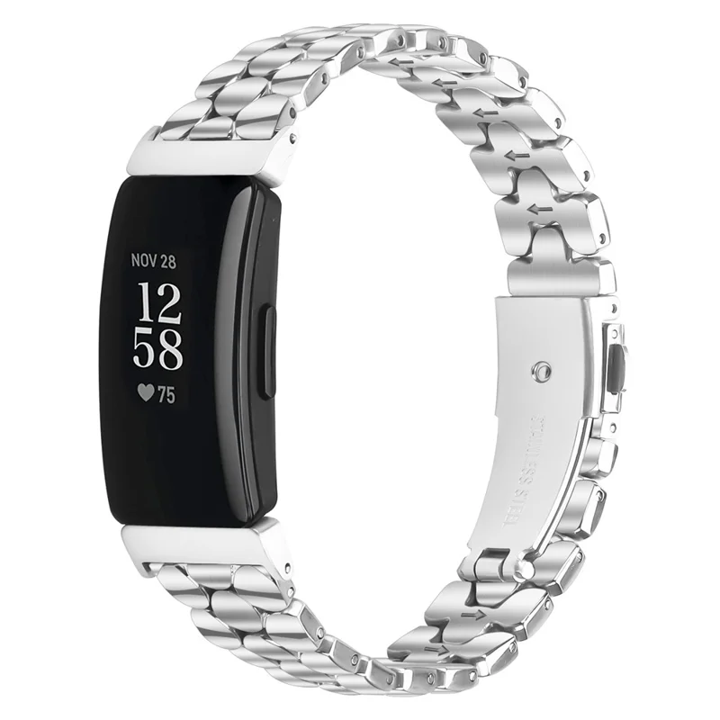 Metal Watch Band for Fitbit Inspire HR / Inspire 2 / Inspire Pearl-Shape Stainless Steel Silver Wrist Strap