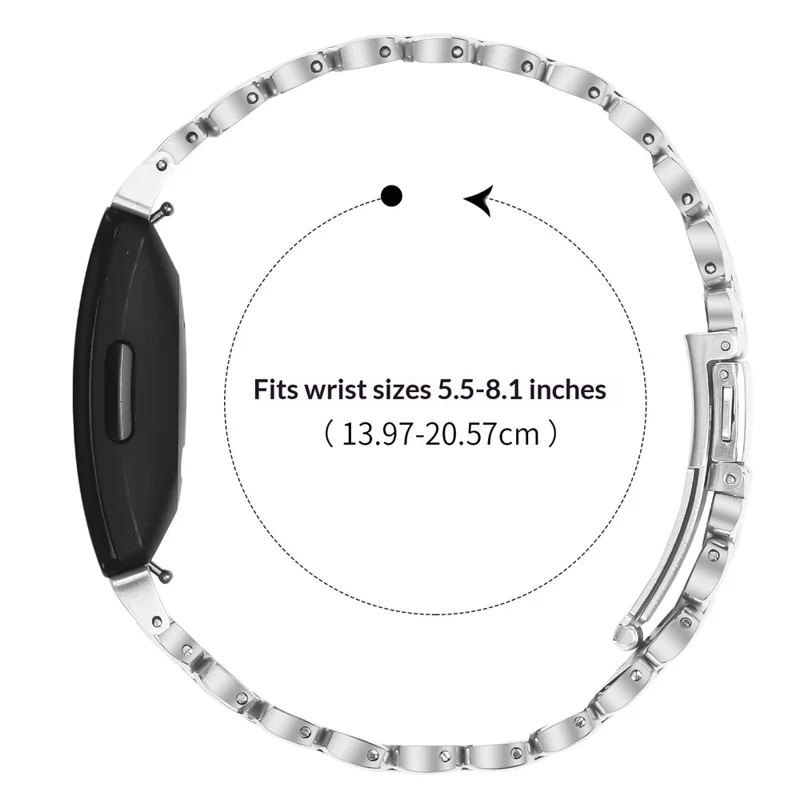 Metal Watch Band for Fitbit Inspire HR / Inspire 2 / Inspire Pearl-Shape Stainless Steel Silver Wrist Strap