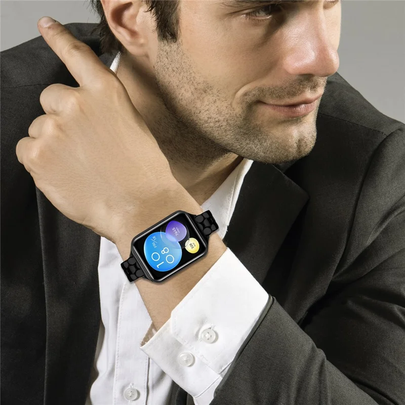 Für Xiaomi Smart Band 9 Pro / 8 Pro Uhrenarmband, perlenförmiges Edelstahl-Armband Schwarz