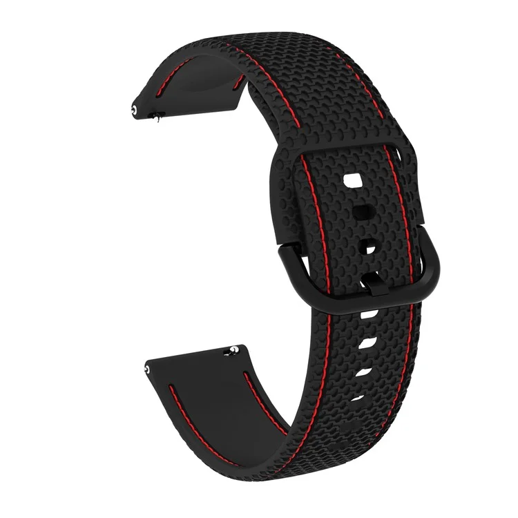 20 mm Sticklinie Silikon Watchband -gurt Ersatz Für Samsung Galaxy Watch Active/Active2 40 Mm/uhr 42 Mm/huami Amazfit GTR (42 Mm)/garmin Vivoaktiver 3/Huawei Uhr GT2 (42 Mm) - Schwarz Rot