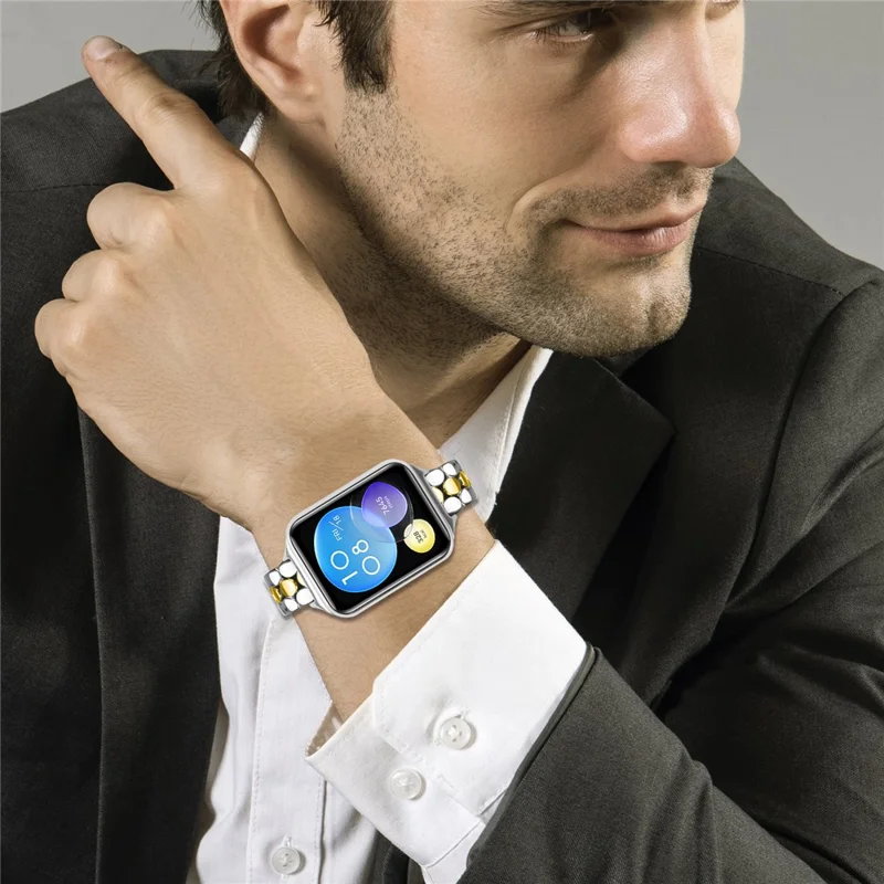 Für Xiaomi Smart Band 8 Pro / 9 Pro Armband, Perlenförmiges Edelstahl-Armband mit Galvanikbeschichtung - Silber / Gold