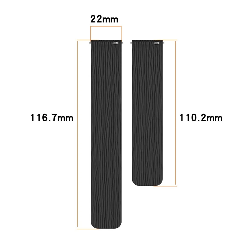 22-мм полосатый силиконовый ремешок для Huawei Watch GT 6 / 5 / 5 Pro / 4 46 мм / Watch Ultimate / Ultimate 2, магнитный ремешок для часов — черный