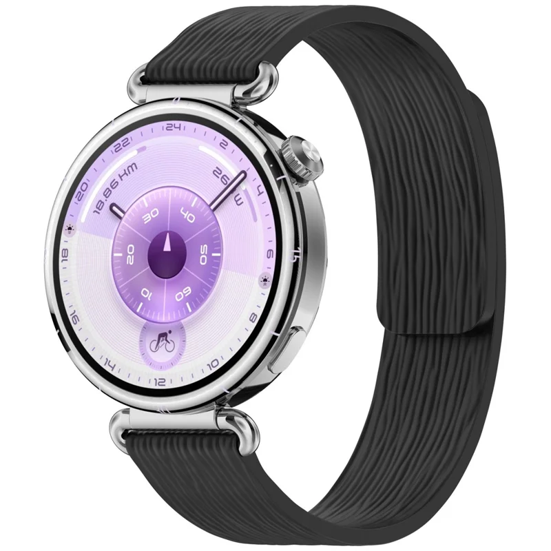 22-мм полосатый силиконовый ремешок для Huawei Watch GT 6 / 5 / 5 Pro / 4 46 мм / Watch Ultimate / Ultimate 2, магнитный ремешок для часов — черный