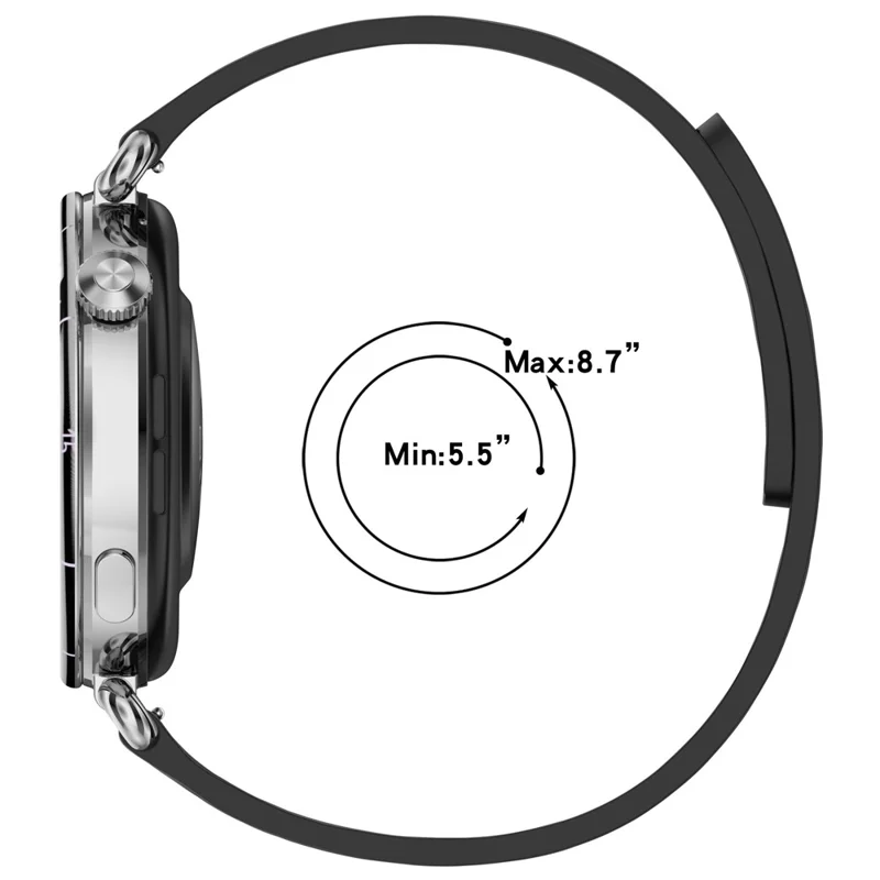 22-мм полосатый силиконовый ремешок для Huawei Watch GT 6 / 5 / 5 Pro / 4 46 мм / Watch Ultimate / Ultimate 2, магнитный ремешок для часов — черный