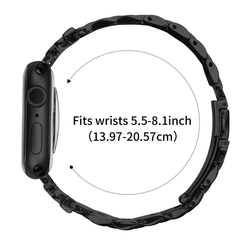 Watch Strap for Apple Watch Series 10 Ultra 9 8 7 SE 6 5 4 3 2 1 46mm 49mm 45mm 44mm 42mm Rhinestone Butterfly Decor Stainless Steel Band - Black