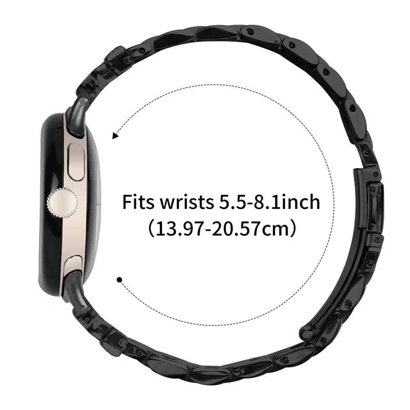 Armband für Google Pixel Watch 3 41 mm / Watch 2 / Watch, mit Strass-Schmetterlings-Verzierung, Edelstahlarmband – Schwarz