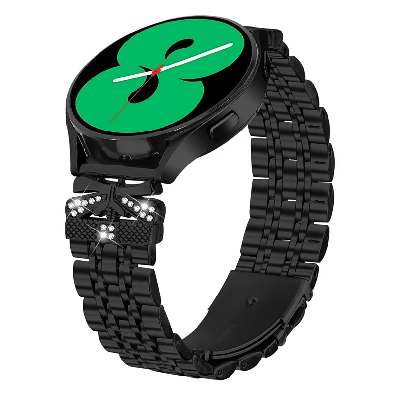 Watch Strap for Garmin D2 Air X10 / Bounce / vivoactive 5 / GarminActive 5 / vivomove Trend Rhinestone Butterfly Decor Stainless Steel Band - Black