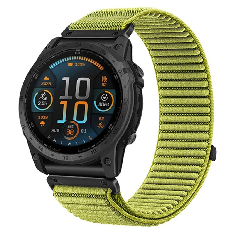 22mm Wrist Strap for Garmin Fenix 7 / 7 Pro / 6 / 6 Pro / 5 Plus Magic Tape Nylon Woven Watch Band - Green