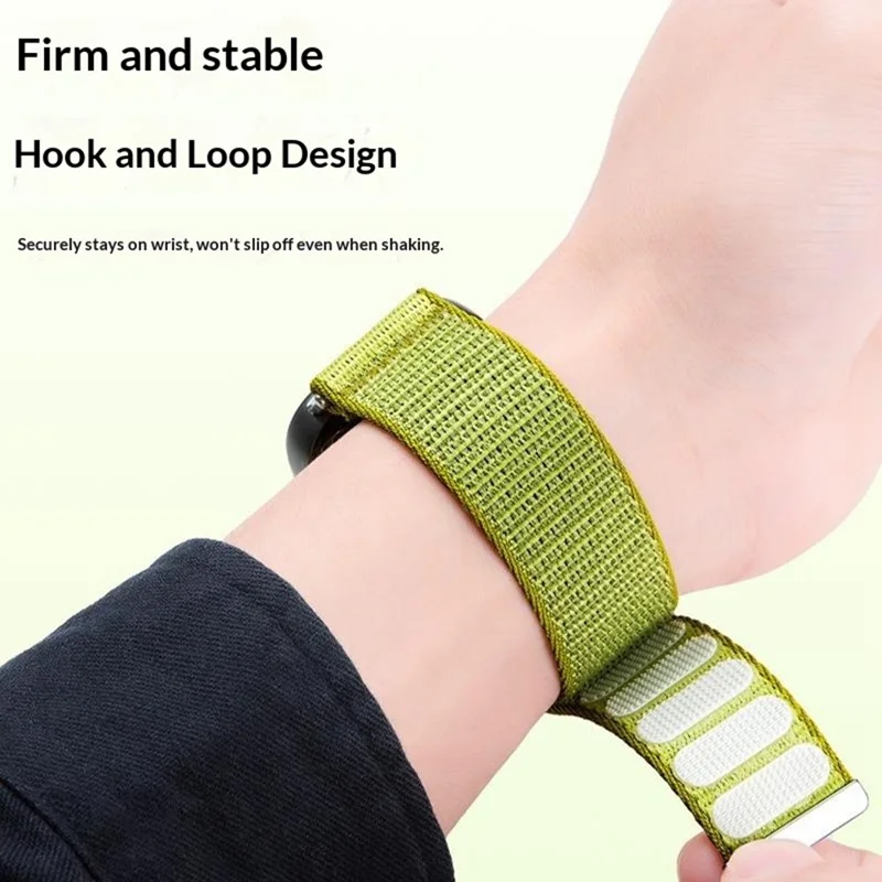 22mm Wrist Strap for Garmin Fenix 7 / 7 Pro / 6 / 6 Pro / 5 Plus Magic Tape Nylon Woven Watch Band - Green