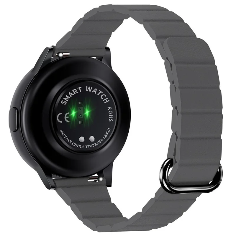 20mm Slim Magnetic Strap for Samsung Galaxy Watch7 / 6 / 5 44mm 40mm / 5 Pro 45mm Microfiber Leather Watch Band Reverse Buckle Design - Grey / Black