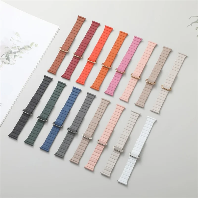 20mm Slim Magnetic Strap for Samsung Galaxy Watch7 / 6 / 5 44mm 40mm / 5 Pro 45mm Microfiber Leather Watch Band Reverse Buckle Design - Grey / Black